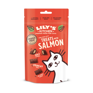 РАЗПРОДАЖБА Lilys Kitchen Cat Salmon Pillow Treats - лакомство за котки със сьомга 60 гр.