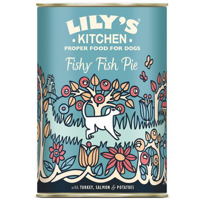 Lilys Kitchen Dog Fishy Fish Pie - консерва за кучета с пуйка и сьомга 400 гр.