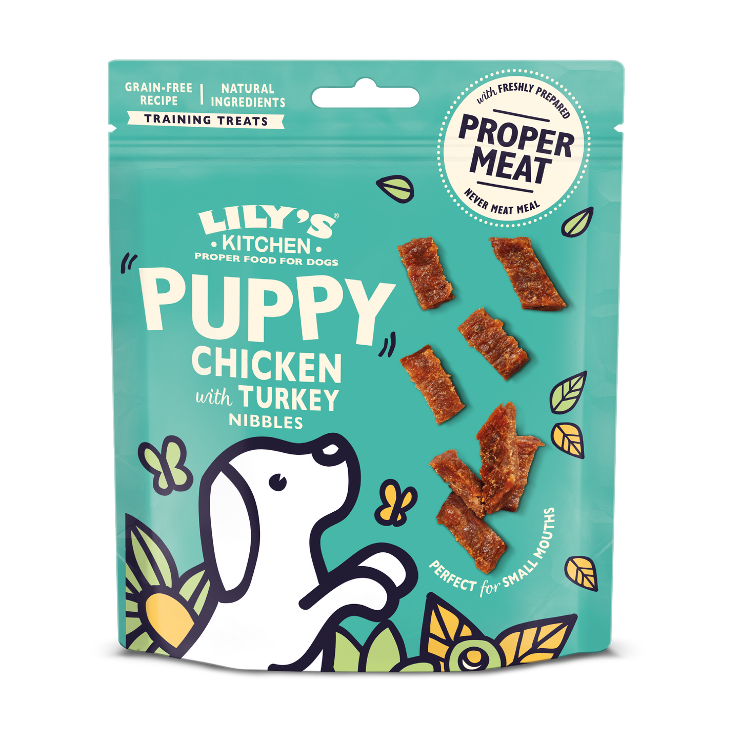 Lilys Kitchen Dog Puppy Chicken and Turkey Nibbles - лакомство на хапки с пилешко и пуешко 70 гр.