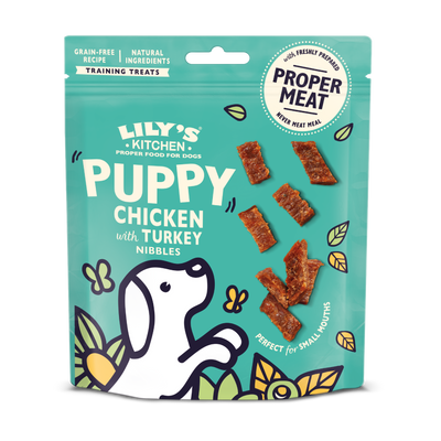 Lilys Kitchen Dog Puppy Chicken and Turkey Nibbles - лакомство на хапки с пилешко и пуешко 70 гр.