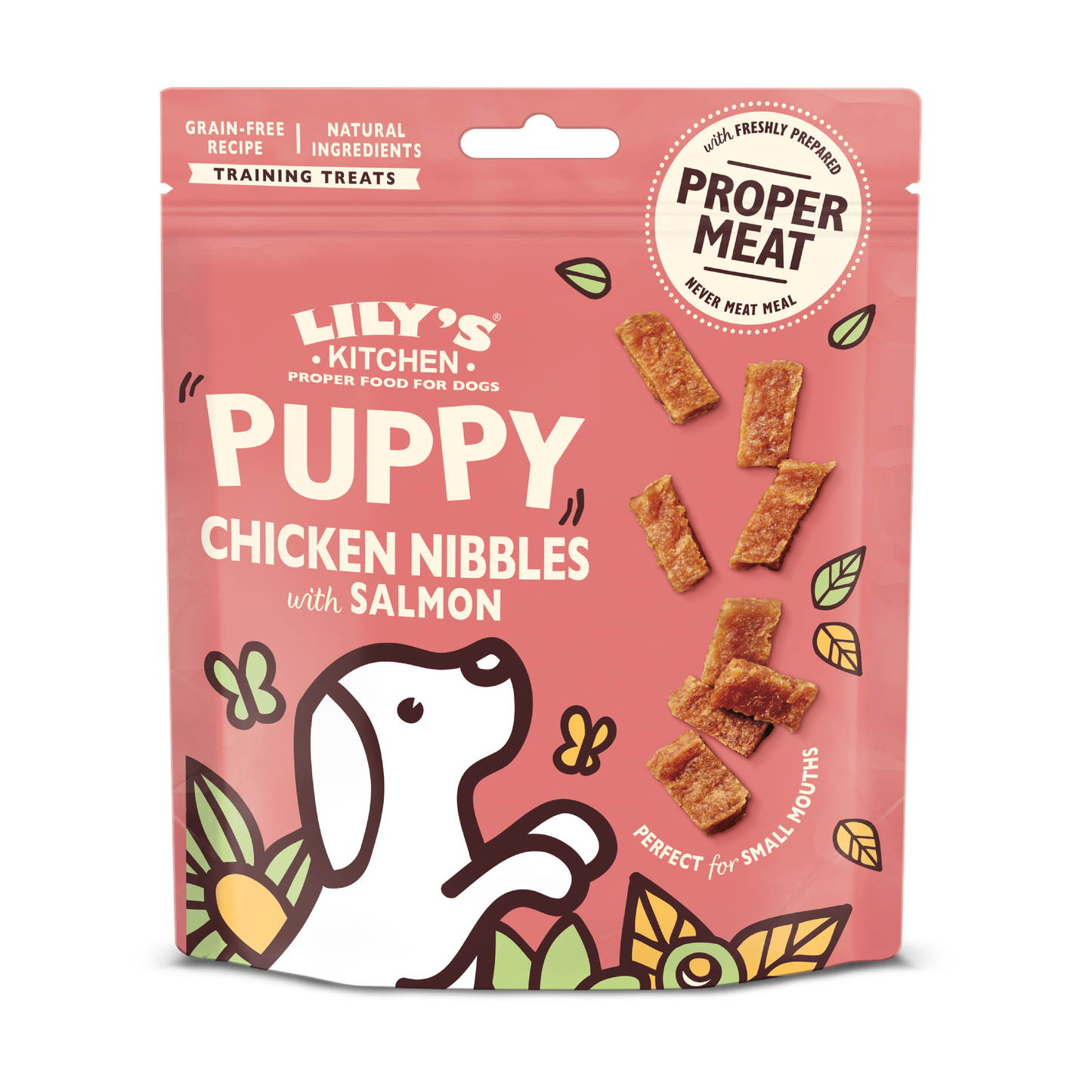 Lilys Kitchen Dog Puppy Chicken and Salmon Nibbles - лакомство на хапки с пилешко 70 гр.
