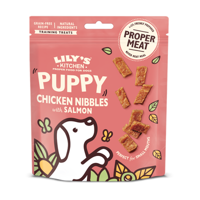 Lilys Kitchen Dog Puppy Chicken and Salmon Nibbles - лакомство на хапки с пилешко 70 гр.