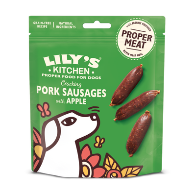 Lilys Kitchen Dog Cracking Pork and Apple Sausages - наденички със свинско и ябълка 70 гр