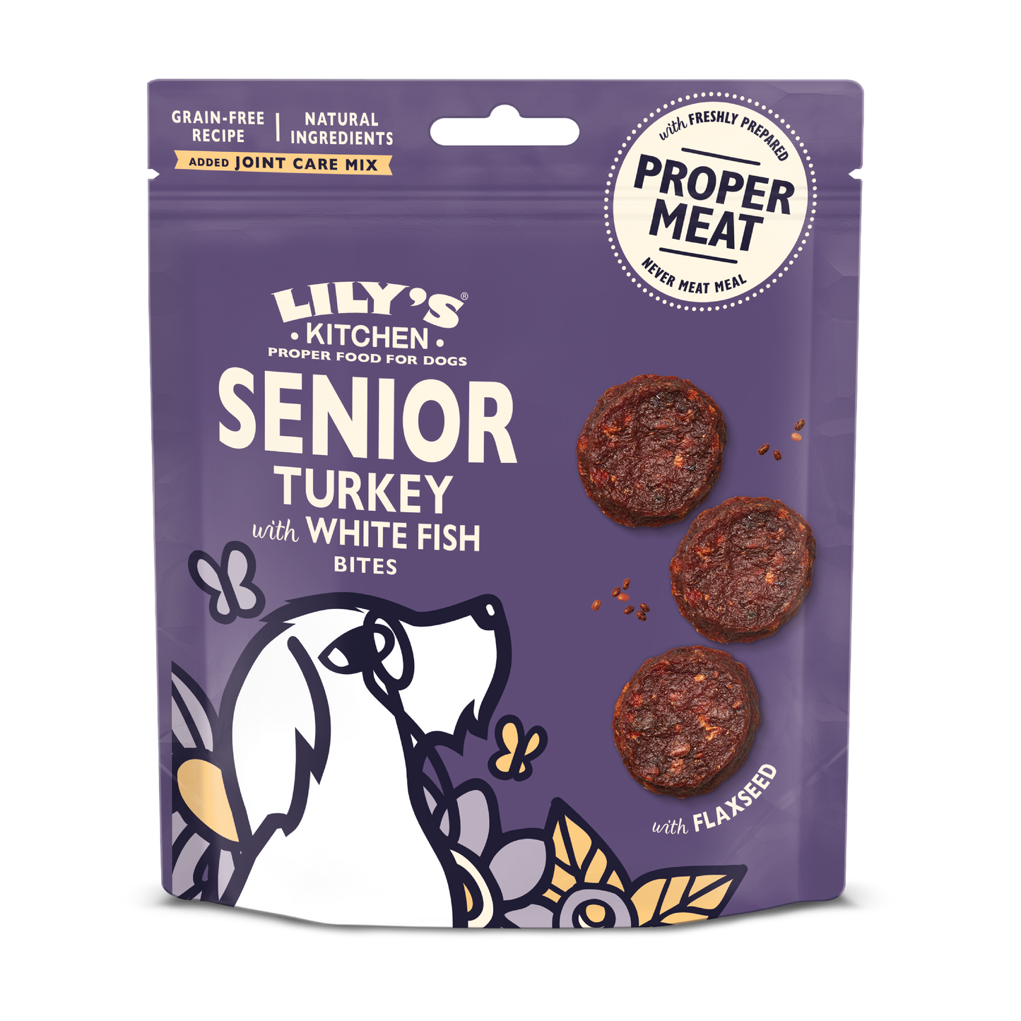 Lilys Kitchen Dog Senior Turkey and White Fish - лакомство за възрастни кучета с пуешко и риба 70 гр