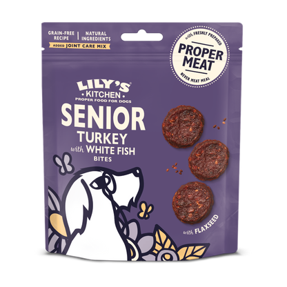 Lilys Kitchen Dog Senior Turkey and White Fish - Senior dog treats with turkey and fish 70g