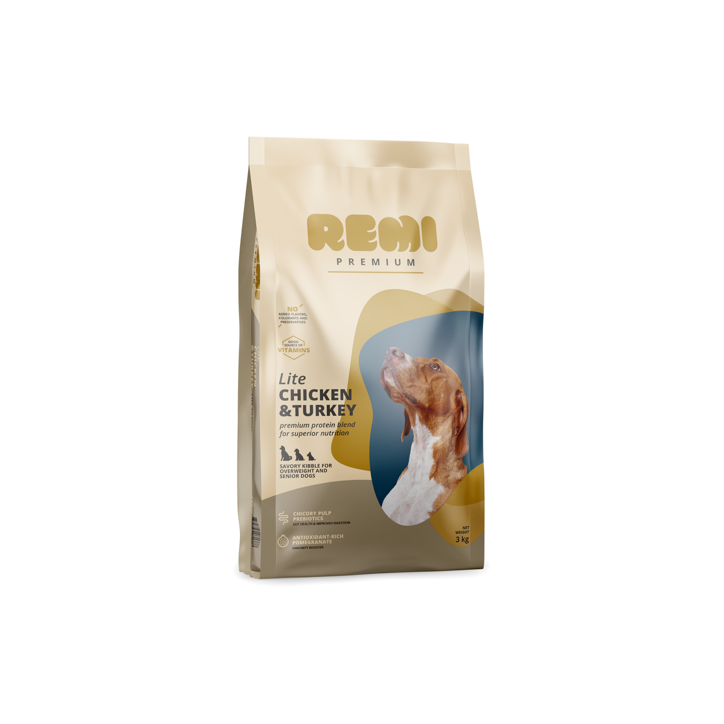 Remi Premium Dog Lite Chicken and Turkey - суха храна за кучета с наднормено тегло от всички породи с пилешко и пуешко месо