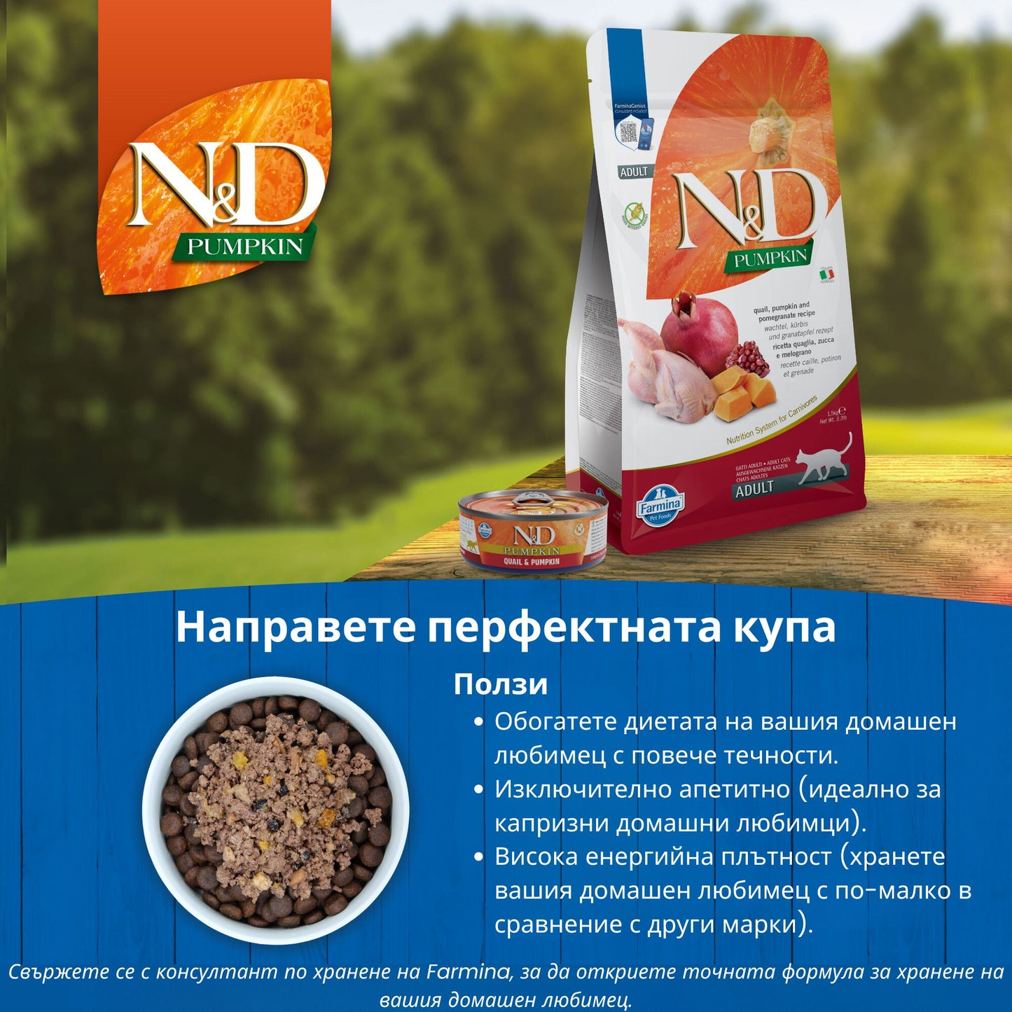 N&D Cat Quail & Pumpkin - с пъдпъдък и тиква 70 гр.