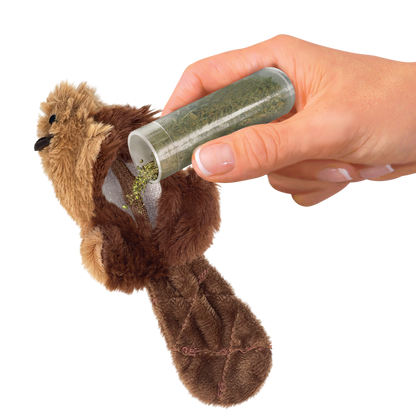 KONG Cat Refillables Beaver - плюшена играчка с котешка трева за котки 16.5 см