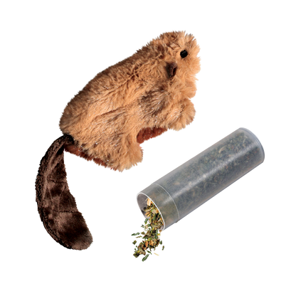 KONG Cat Refillables Beaver - плюшена играчка с котешка трева за котки 16.5 см