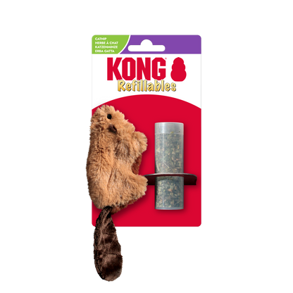 KONG Cat Refillables Beaver - плюшена играчка с котешка трева за котки 16.5 см
