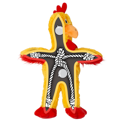 KONG Knots Chicken S - плюшена играчка с въжен скелет за кучета 17.7 см
