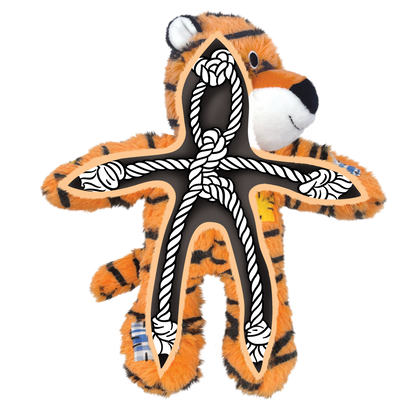KONG Wild Knots Tiger M/L - плюшена играчка с въжен скелет за кучета 25.4 см