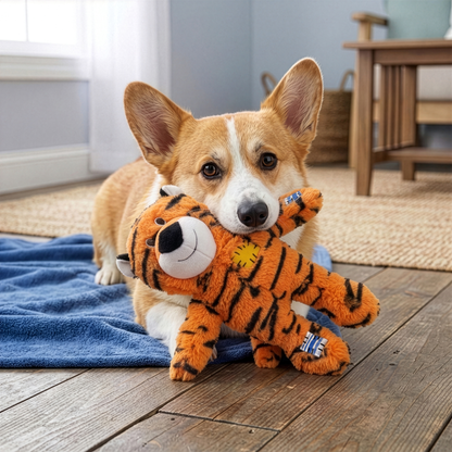 KONG Wild Knots Tiger M/L - плюшена играчка с въжен скелет за кучета 25.4 см