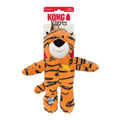 KONG Wild Knots Tiger M/L - плюшена играчка с въжен скелет за кучета 25.4 см