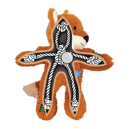 KONG Wild Knots Fox S/M - плюшена играчка с въжен скелет за кучета 19 см