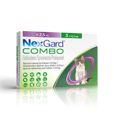 Nexgard Combo - противопаразитни пипети за котки, 3 броя