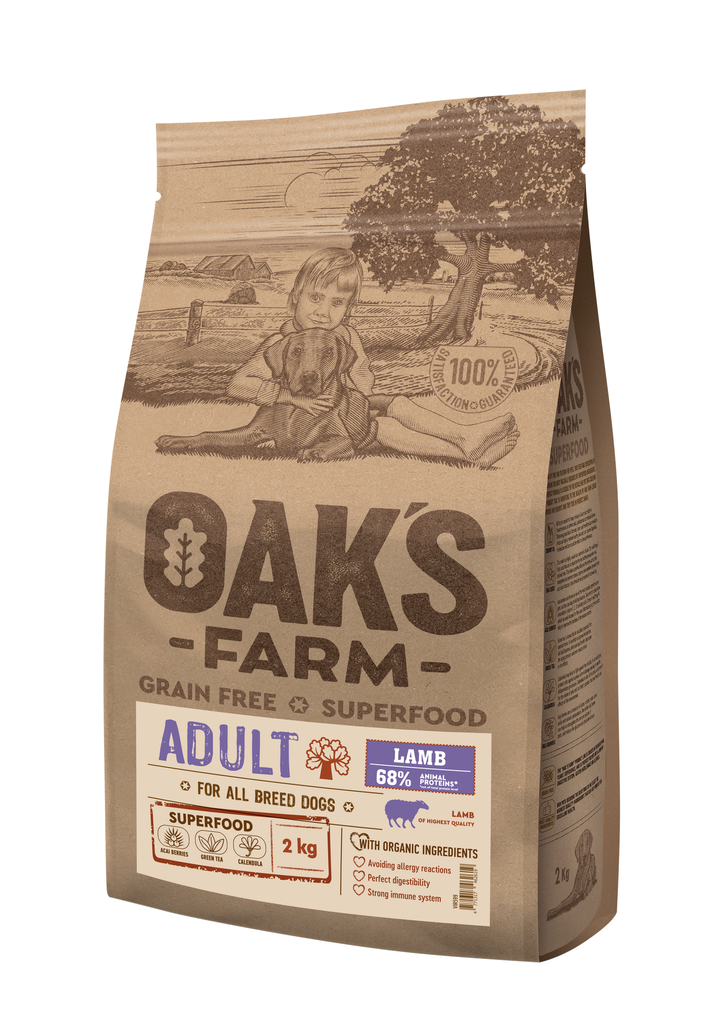 Oaks Farm Adult Lamb All Breeds - суха храна с агнешко месо за кучета от всички породи