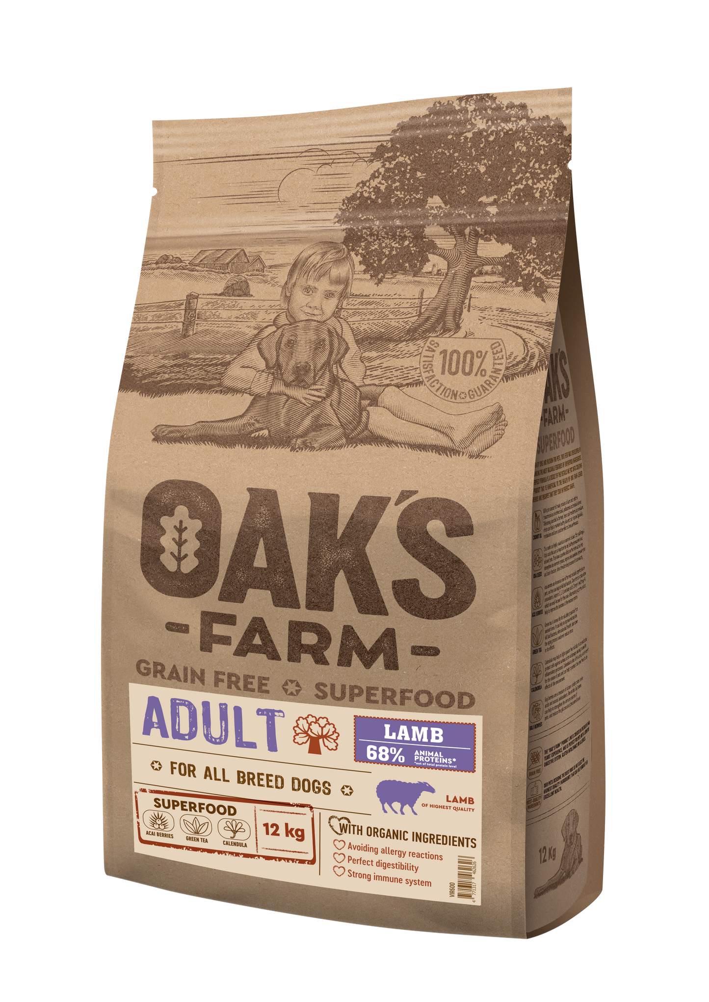 Oaks Farm Adult Lamb All Breeds - суха храна с агнешко месо за кучета от всички породи