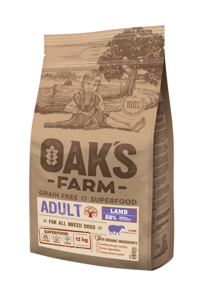 Oaks Farm Adult Lamb All Breeds - суха храна с агнешко месо за кучета от всички породи