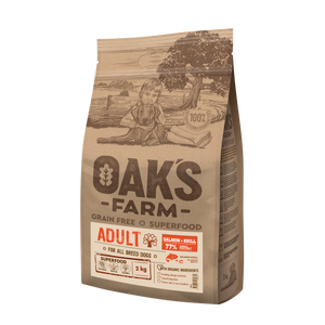 Oaks Farm Adult Salmon with Krill All Breeds - суха храна със сьомга и крил за кучета от всички породи