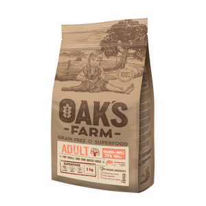 Oaks Farm Adult Salmon with Krill Small and Mini Breeds - суха храна със сьомга и крил за кучета от малки и мини породи