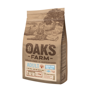Oaks Farm Adult White Fish Small and Mini Breeds - суха храна с бяла риба за кучета от малки и мини породи