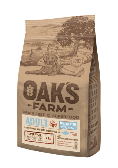 Oaks Farm Adult White Fish Small and Mini Breeds - суха храна с бяла риба за кучета от малки и мини породи