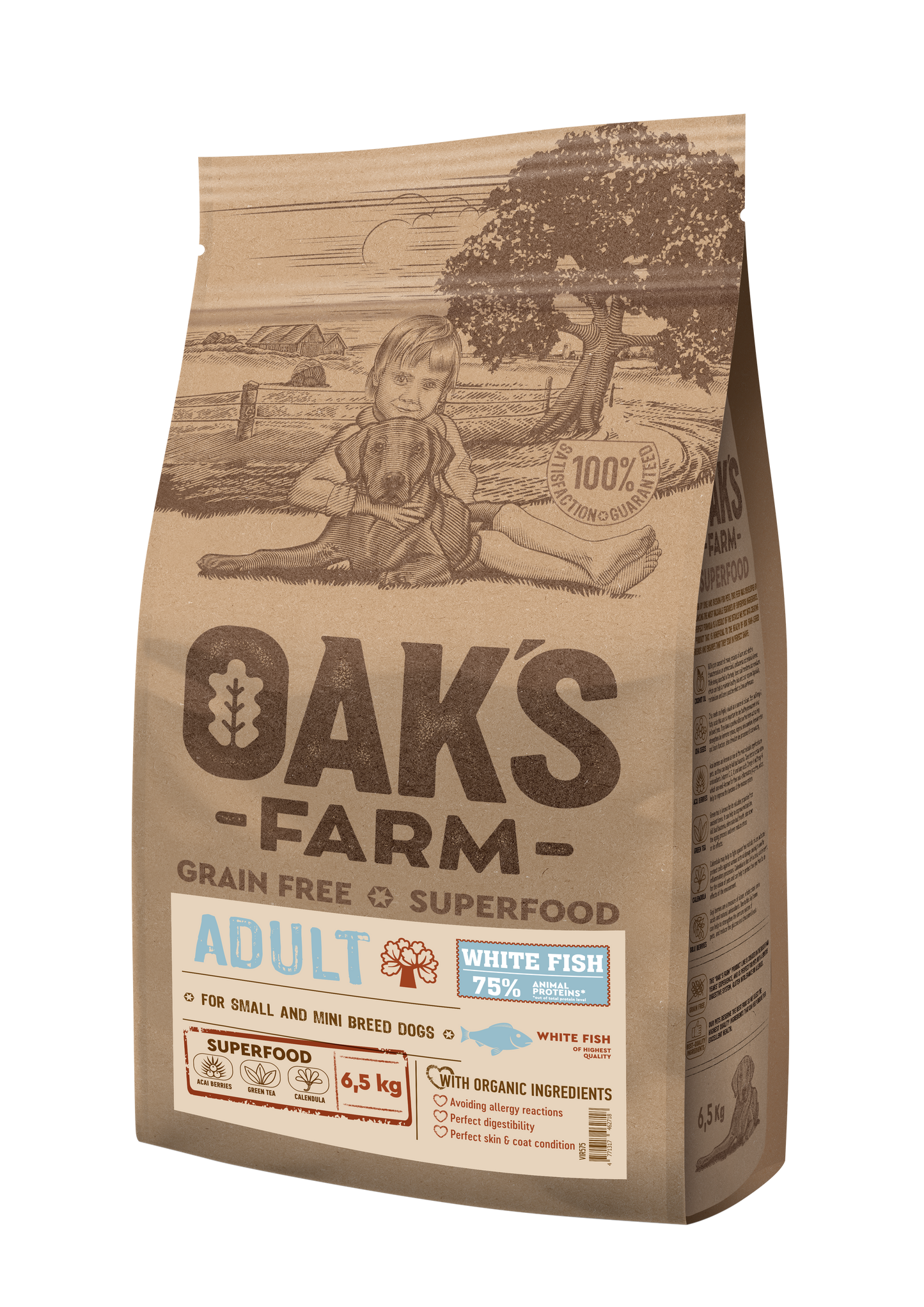 Oaks Farm Adult White Fish Small and Mini Breeds - суха храна с бяла риба за кучета от малки и мини породи