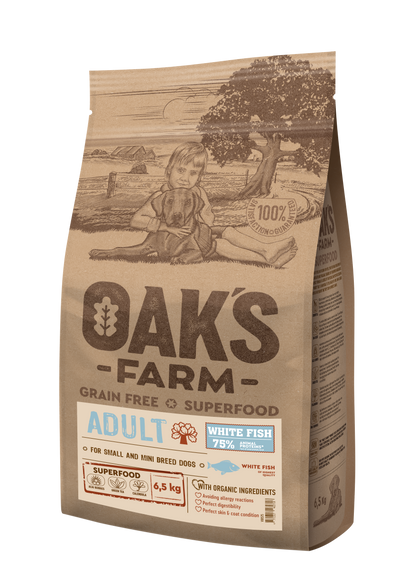 Oaks Farm Adult White Fish Small and Mini Breeds - суха храна с бяла риба за кучета от малки и мини породи