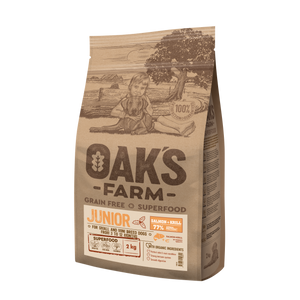 Oaks Farm Junior Salmon and Krill - суха храна със сьомга и крил за кученца от малки и мини породи