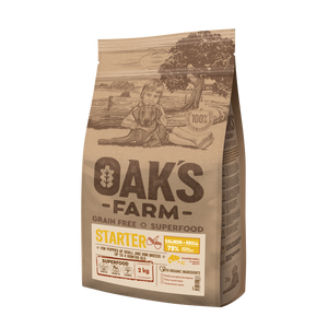 Oaks Farm Starter Salmon and Krill - стартер храна със сьомга и крил за кученца от малки и мини породи
