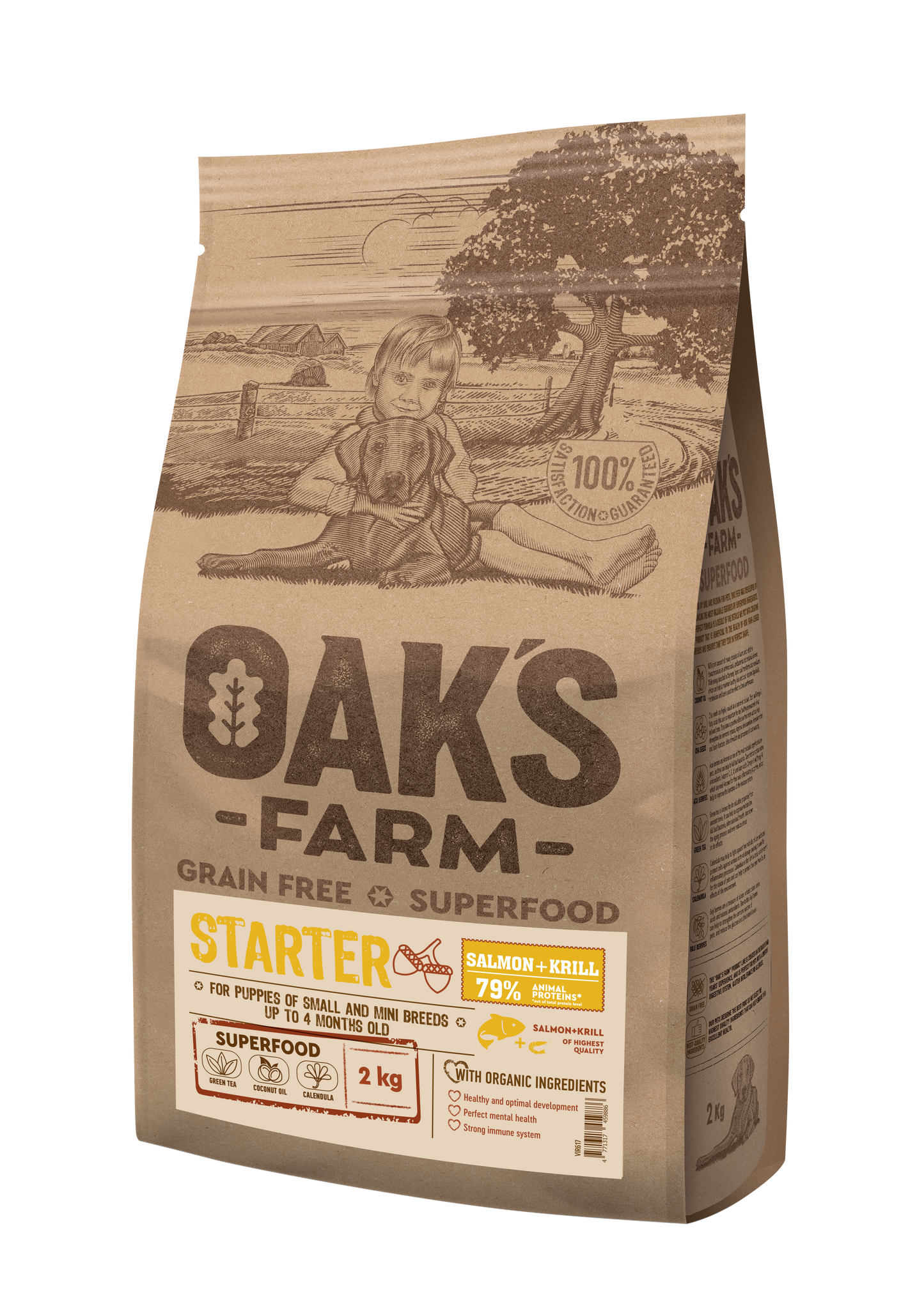 Oaks Farm Starter Salmon and Krill - стартер храна със сьомга и крил за кученца от малки и мини породи