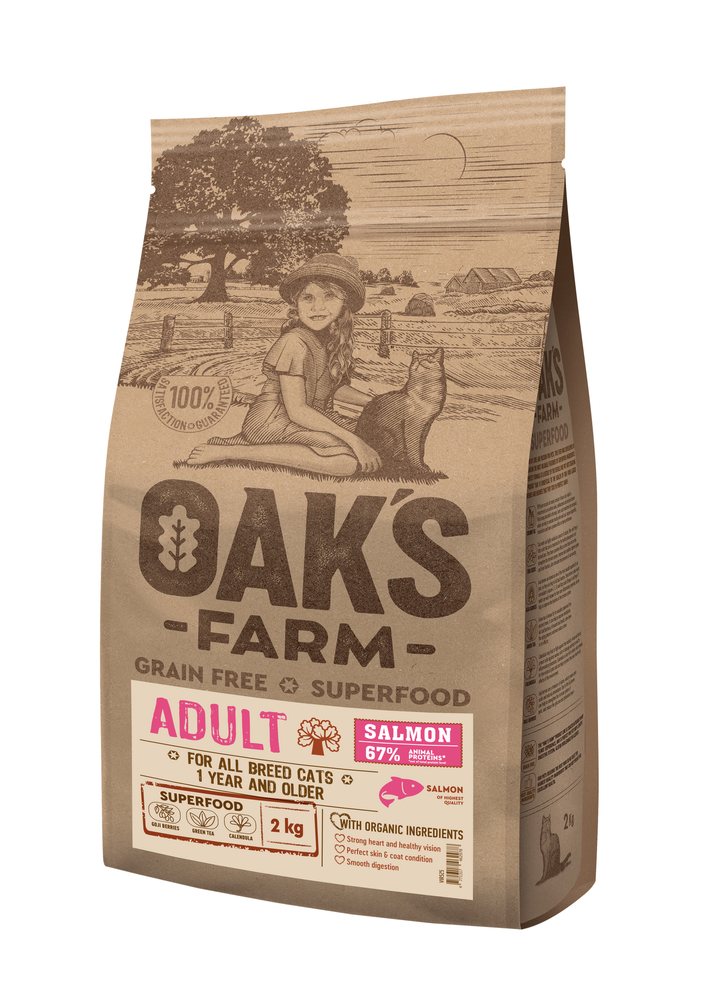 Oaks Farm Grain Free Salmon Adult Cat - суха храна за котки със сьомга