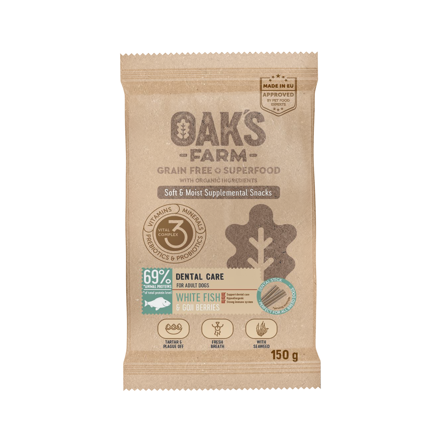 Oaks Farm Dental Care - дентално лакомство с бяла риба 150 гр