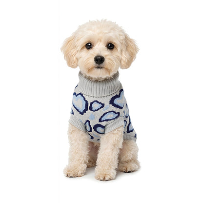 Nayeco Blue Pop Love Knitted Sweater - плетен пуловер за кучета