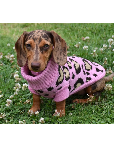 Nayeco Pink Leopard Knitted Sweater - пуловер за кучета 25 см