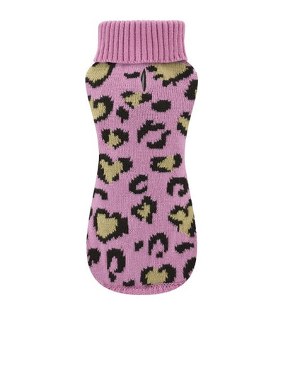 Nayeco Pink Leopard Knitted Sweater - пуловер за кучета 30 см