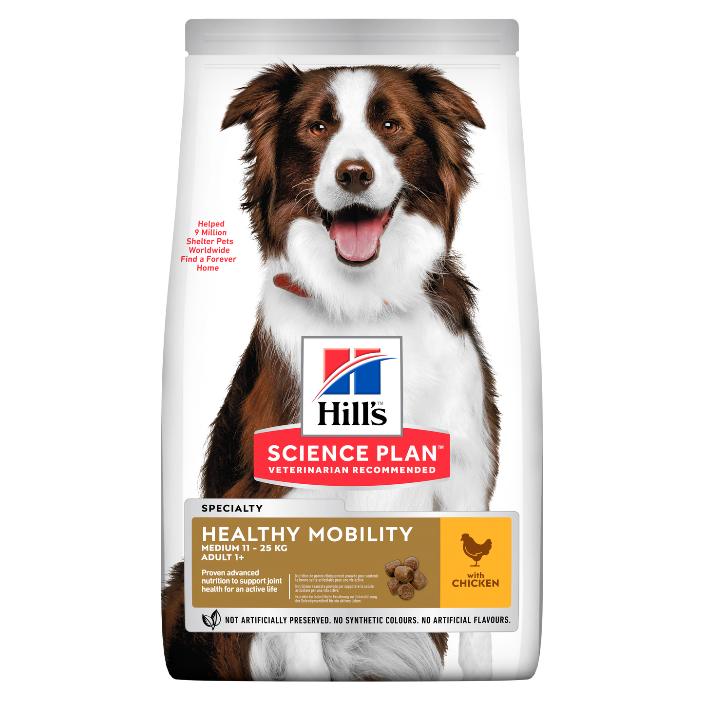 Hills Science Plan Healthy Mobility Medium Adult - пълноценна храна с пилешко за кучета от средни породи за поддържане на здрави стави 11+3 кг