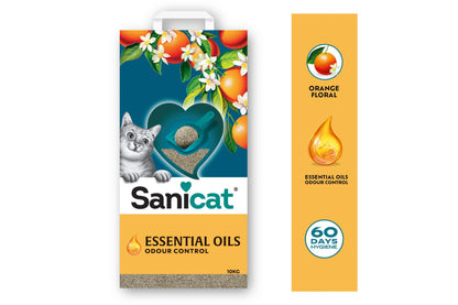 Sanicat Essential Oils Orange Floral - бентонитова котешка тоалетна с аромат на портокалов цвят 10 кг