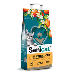 Sanicat Essential Oils Orange Floral - бентонитова котешка тоалетна с аромат на портокалов цвят 10 кг