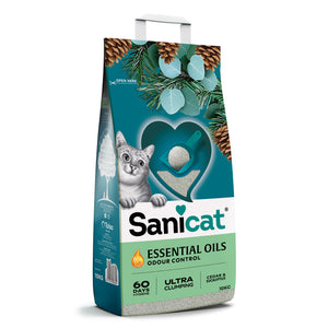 Sanicat Essential Oils Cedar and Eucalyptus - бентонитова котешка тоалетна с аромат на кедър и евкалипт 10 кг