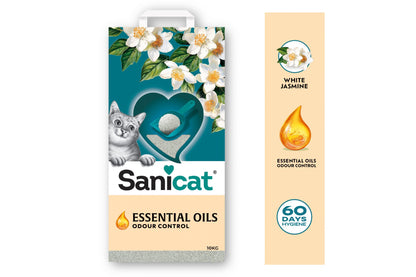 Sanicat Essential Oils White Jasmine - бентонитова котешка тоалетна с аромат на бял жасмин 10 кг
