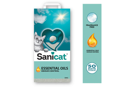 Sanicat Essential Oils Unscentented White - бентонитова котешка тоалетна без аромат 10 кг
