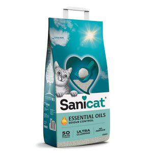 Sanicat Essential Oils Unscentented White - бентонитова котешка тоалетна без аромат 10 кг