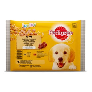 Pedigree Pouch Junior Mix - с пилешко и говеждо месо 4 x 100 гр.