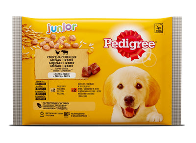 Pedigree Pouch Junior Mix - с пилешко и говеждо месо 4 x 100 гр.