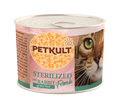 Petkult Sterilized Cat Rabbit - пълноценна консерва за кастрирани котки със заешко 185 гр