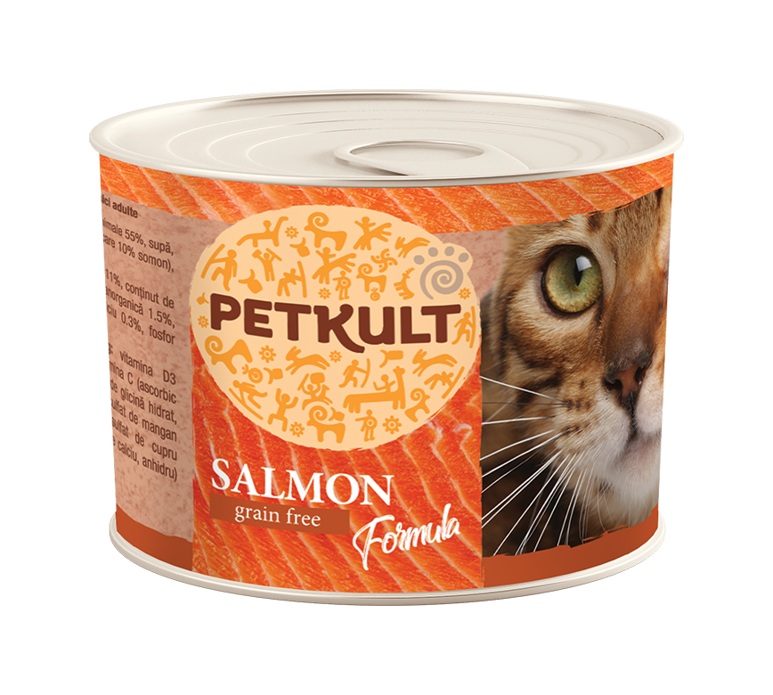 Petkult Adult Cat Salmon - пълноценна консерва за котки със сьомга 185 гр