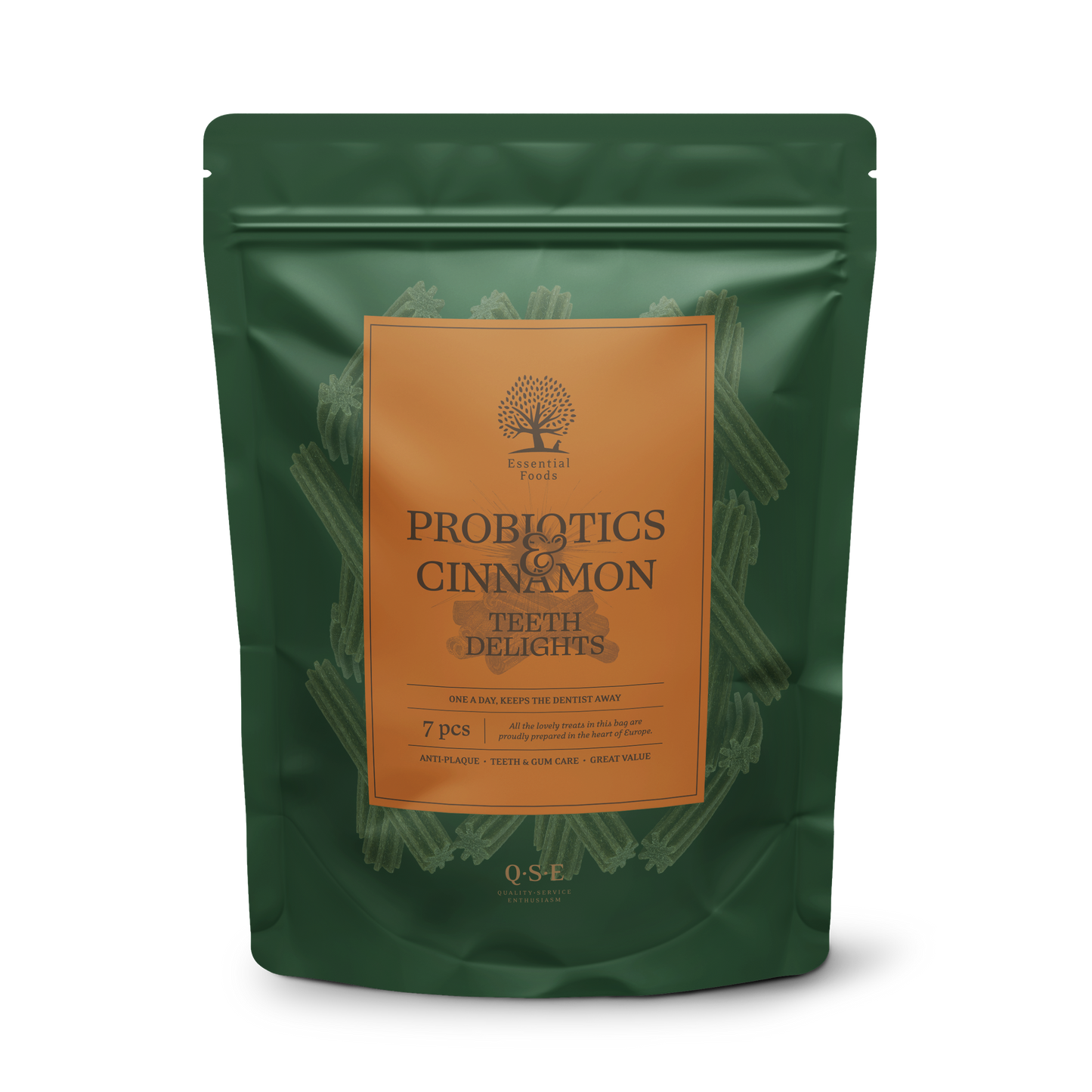 Essential Probiotics and Cinnamon Teeth Delights - дентални лакомства за куче 250 гр