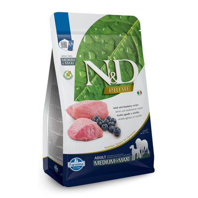N&D Grain Free Medium/Maxi Adult - пълноценна храна с агнешко месо и боровинки, за кучета средни и едри породи над 12/18 месеца